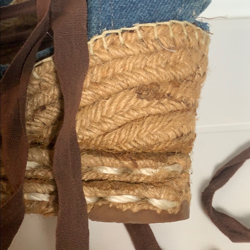 Vintage 70s Platform Espadrille Sandals Wrap Sandals Lace Up Sandal Size 5 1/2 - Picture 8 of 8